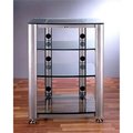 Vti Manufacturing VTI Manufacturing HGR404S 4 Silver Oval Poles 4 Clear Glass Shelves AV Stand HGR404S